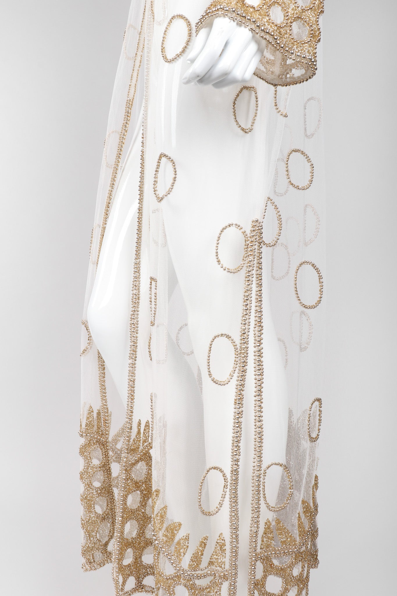 Sheer Gold Robe Vintage L'Affaire Sheer Gold Beaded Bridal Kimono Duster Robe – Recess
