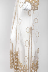 Recess Los Angeles Vintage L'Affaire Sheer Gold Beaded Bridal Kimono Duster Robe