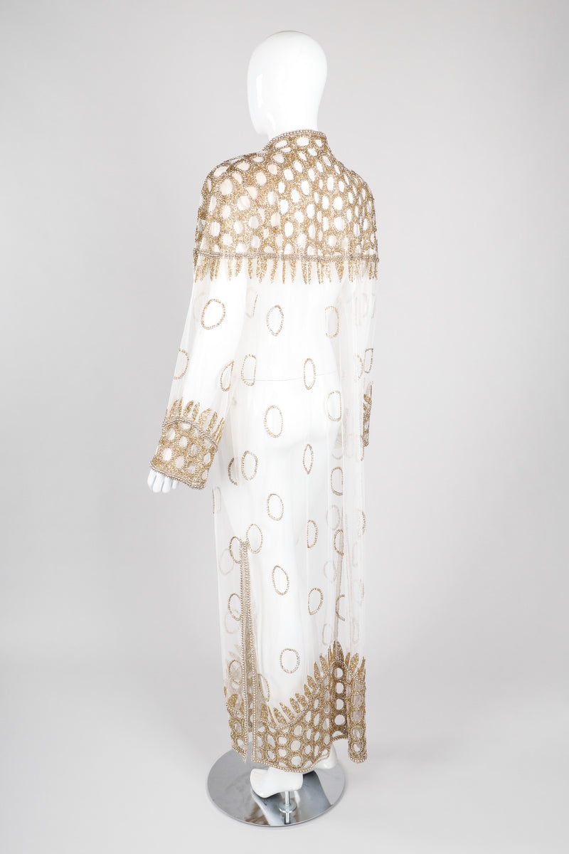 Recess Los Angeles Vintage L'Affaire Sheer Gold Beaded Bridal Kimono Duster Robe