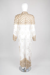 Recess Los Angeles Vintage L'Affaire Sheer Gold Beaded Bridal Kimono Duster Robe