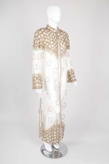 Recess Los Angeles Vintage L'Affaire Sheer Gold Beaded Bridal Kimono Duster Robe