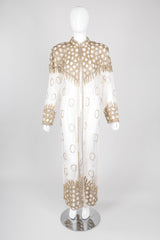 Recess Los Angeles Vintage L'Affaire Sheer Gold Beaded Bridal Kimono Duster Robe