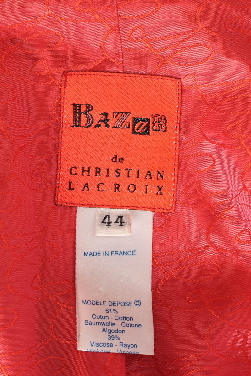 Vintage Christian Lacroix 2000s Lacerated Poster Art Blazer tags @ Recess Los Angeles