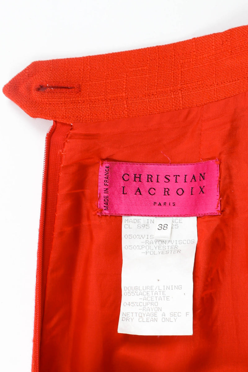 Vintage Christian Lacroix Geo Woven Blazer & Skirt Suit Set skirt tag @ Recess Los Angeles