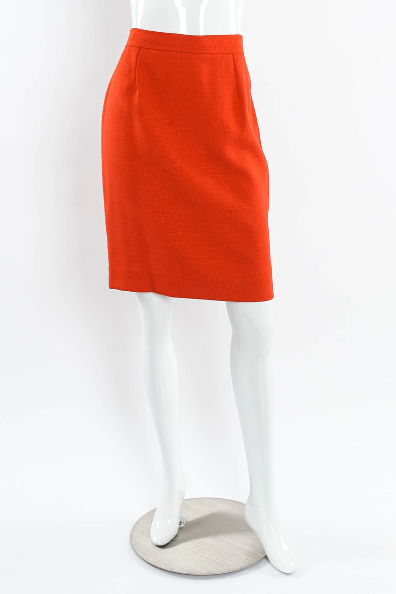 Vintage Christian Lacroix Geo Woven Blazer & Skirt Suit Set mannequin skirt front @ Recess Los Angeles