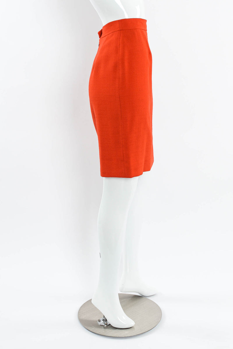 Vintage Christian Lacroix Geo Woven Blazer & Skirt Suit Set mannequin skirt side  @ Recess Los Angeles