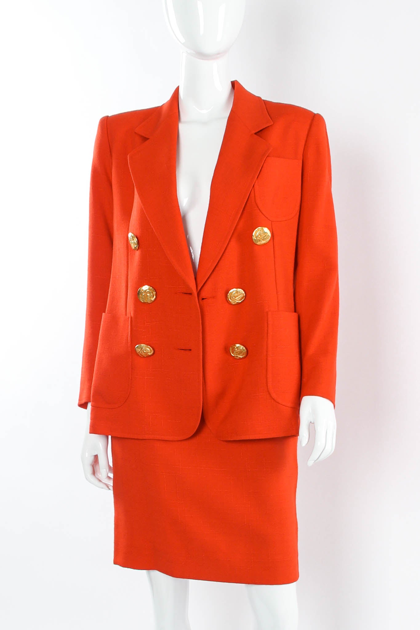 Vintage Christian Lacroix Geo Woven Blazer & Skirt Suit Set mannequin close @ Recess Los Angeles