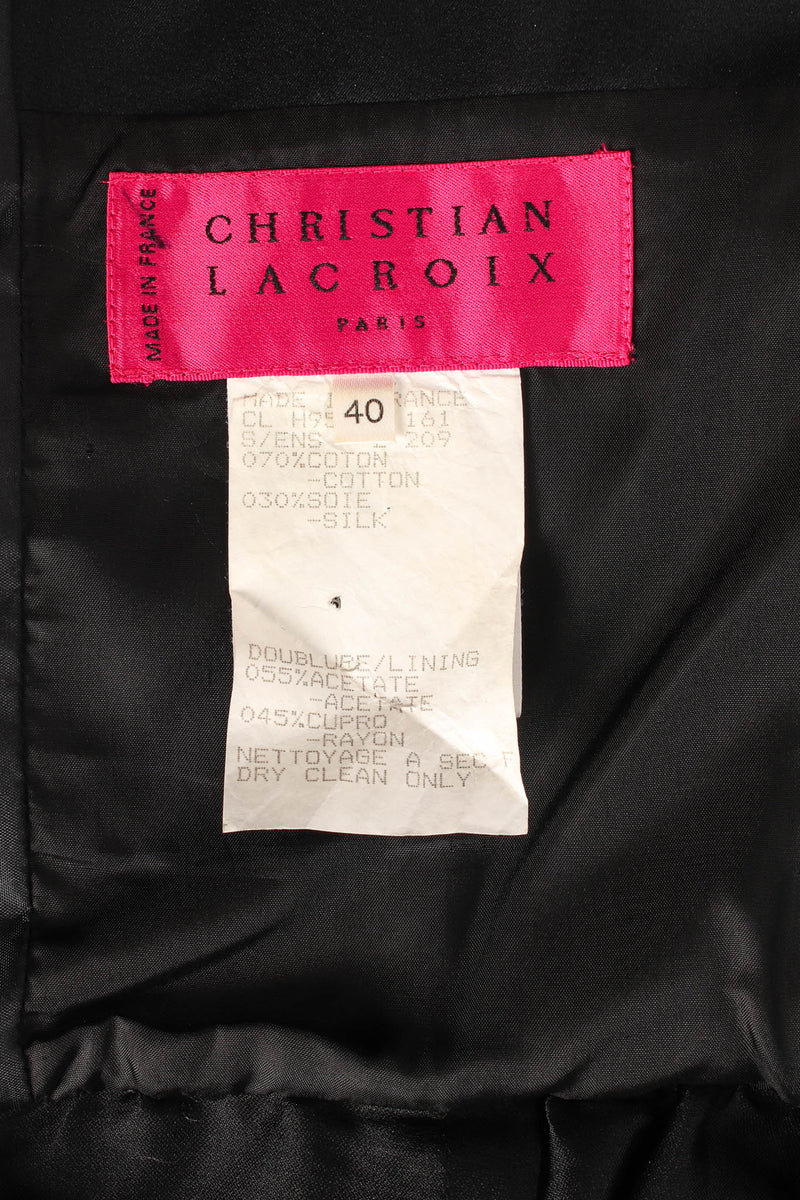 Vintage Christian Lacroix Silk Fleur Cocktail Dress tag @ Recess Los Angeles