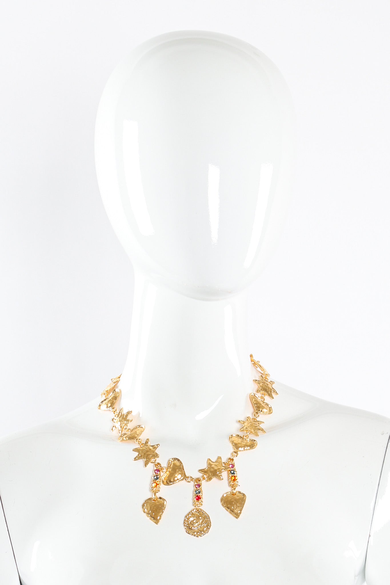 Vintage Christian Lacroix Hammered Charm Necklace on mannequin @ Recess LA