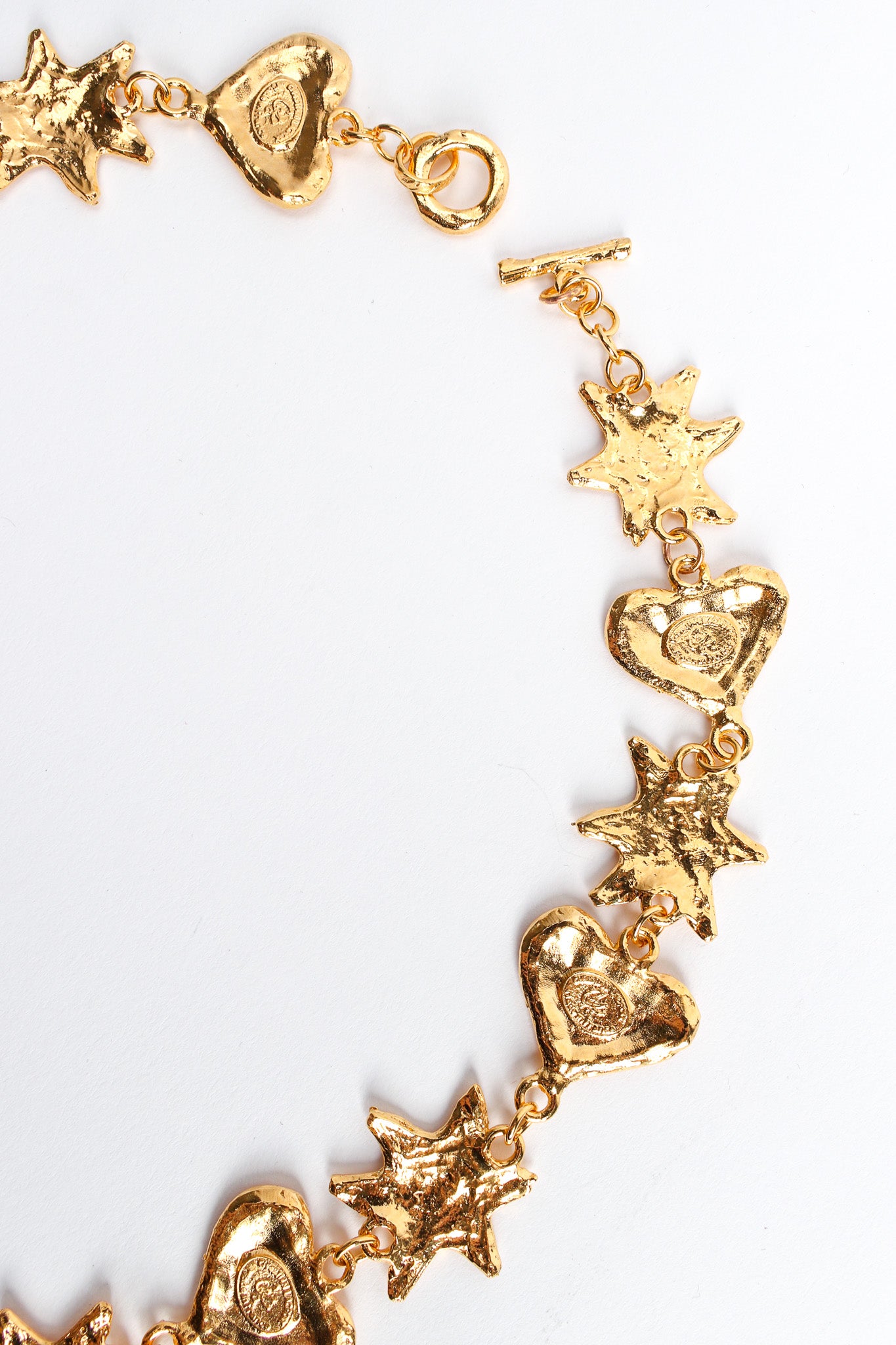 Vintage Christian Lacroix Hammered Charm Necklace toggle clasp/back charm @ Recess LA
