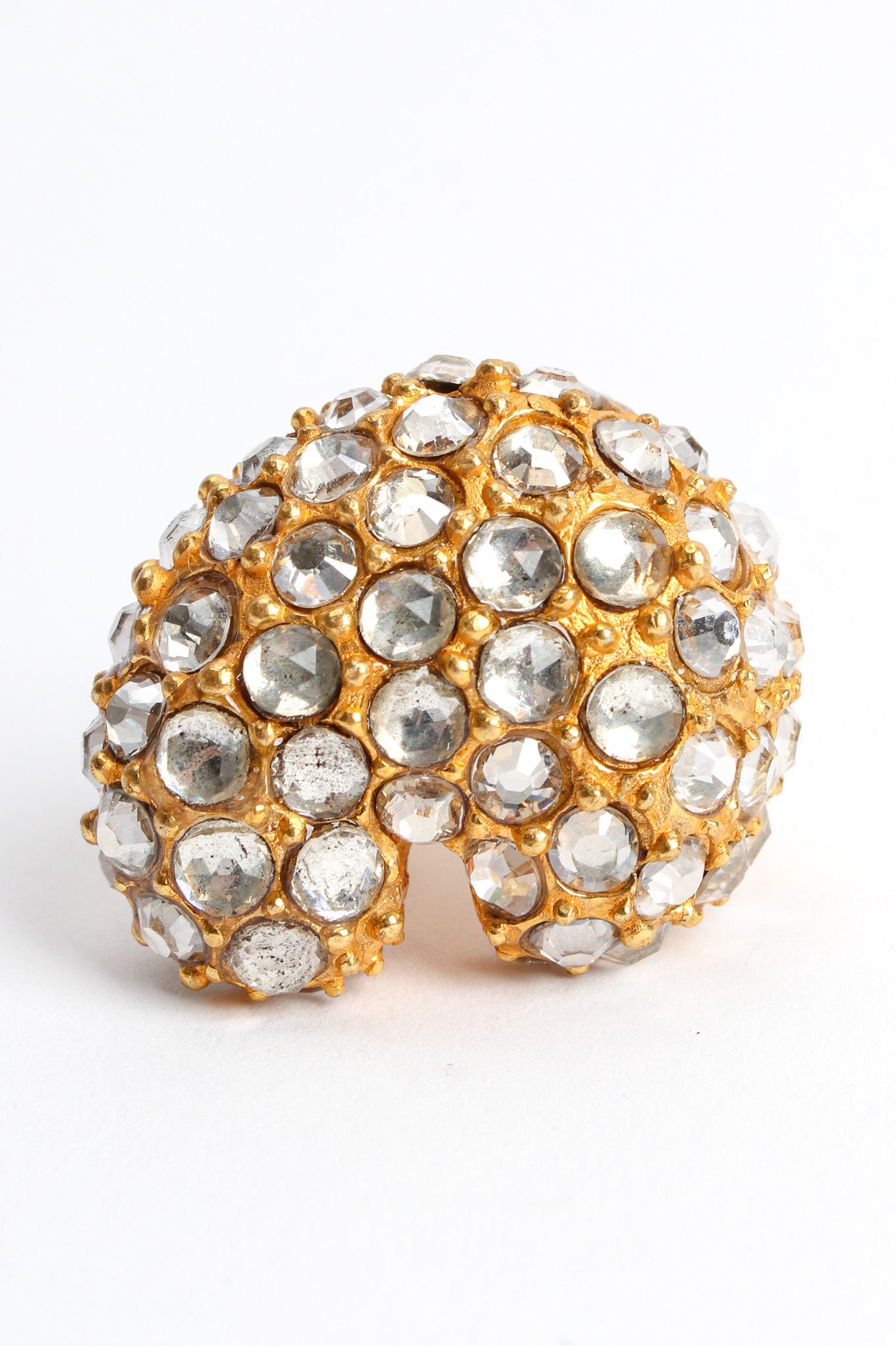 Vintage Christian Lacroix Cluster Rhinestone Ring dome cluster front @ Recess LA