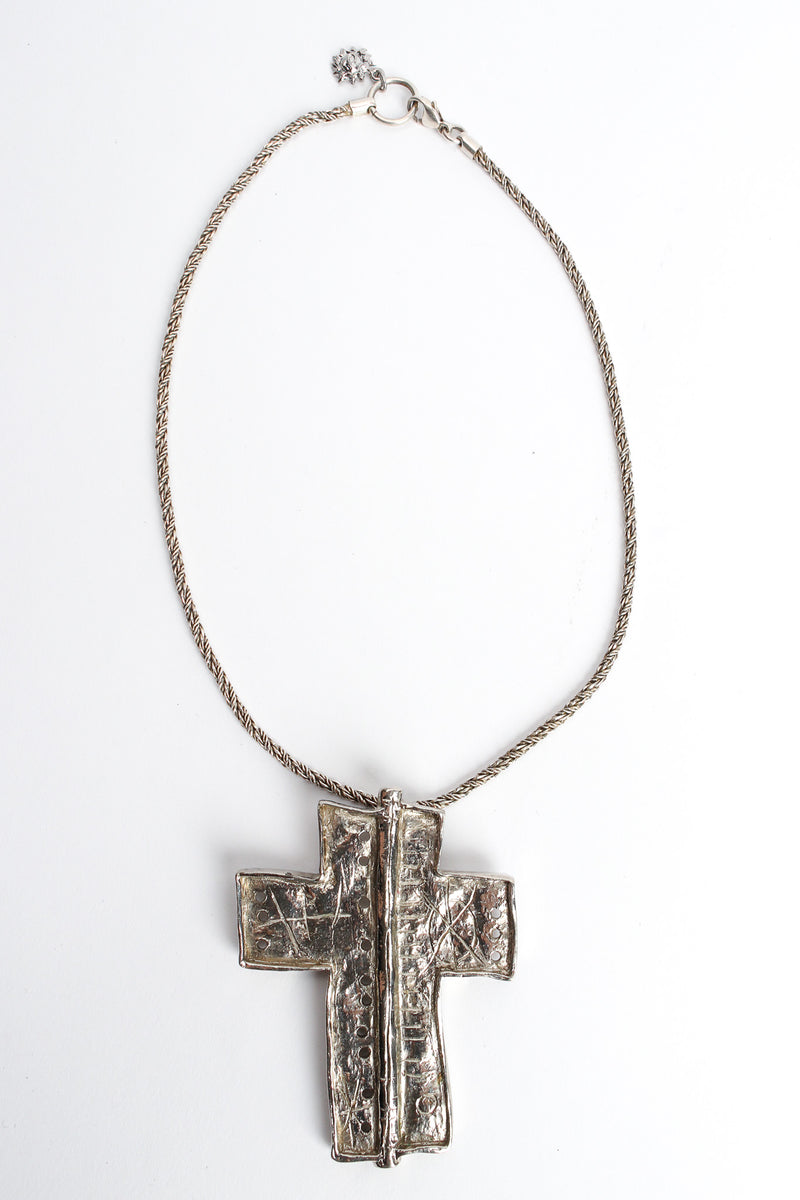 Vintage Christian Lacroix Brutalist Geo Cross Necklace front @ Recess LA