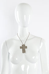 Vintage Christian Lacroix Brutalist Geo Cross Necklace on mannequin @ Recess LA