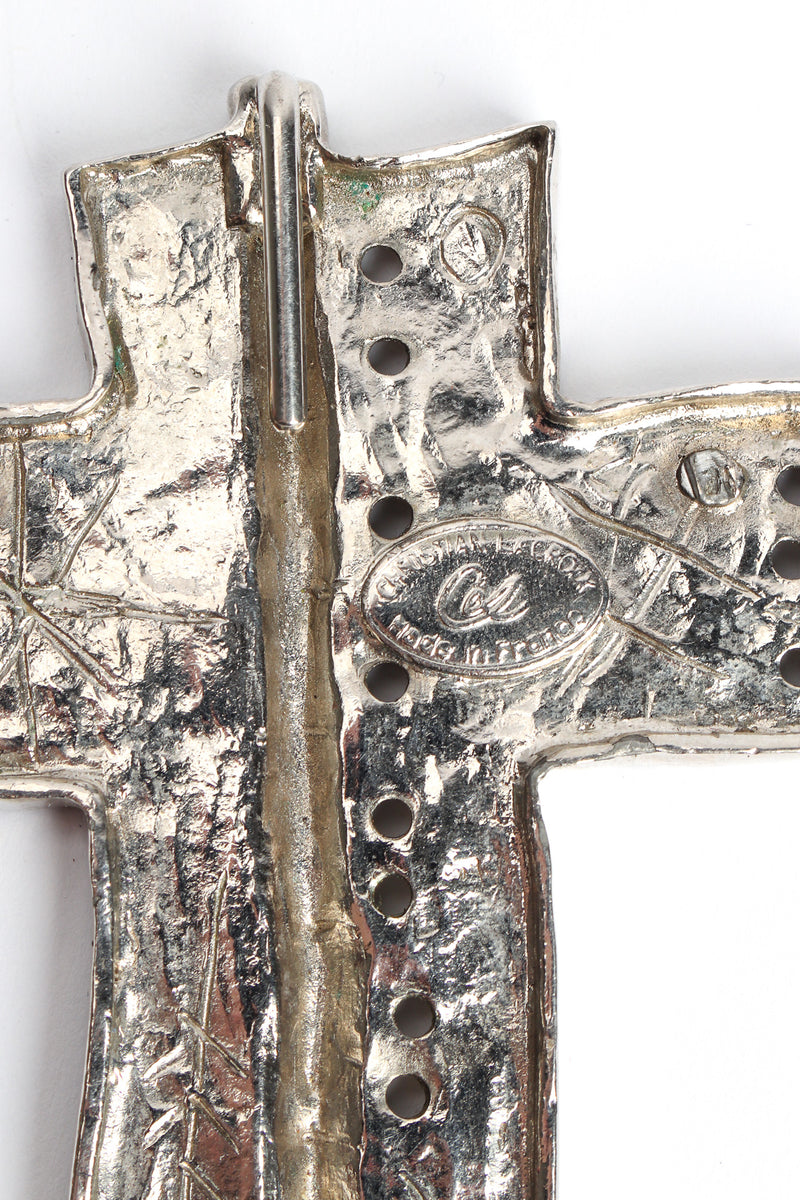 Vintage Christian Lacroix Brutalist Geo Cross Necklace signed @ Recess LA