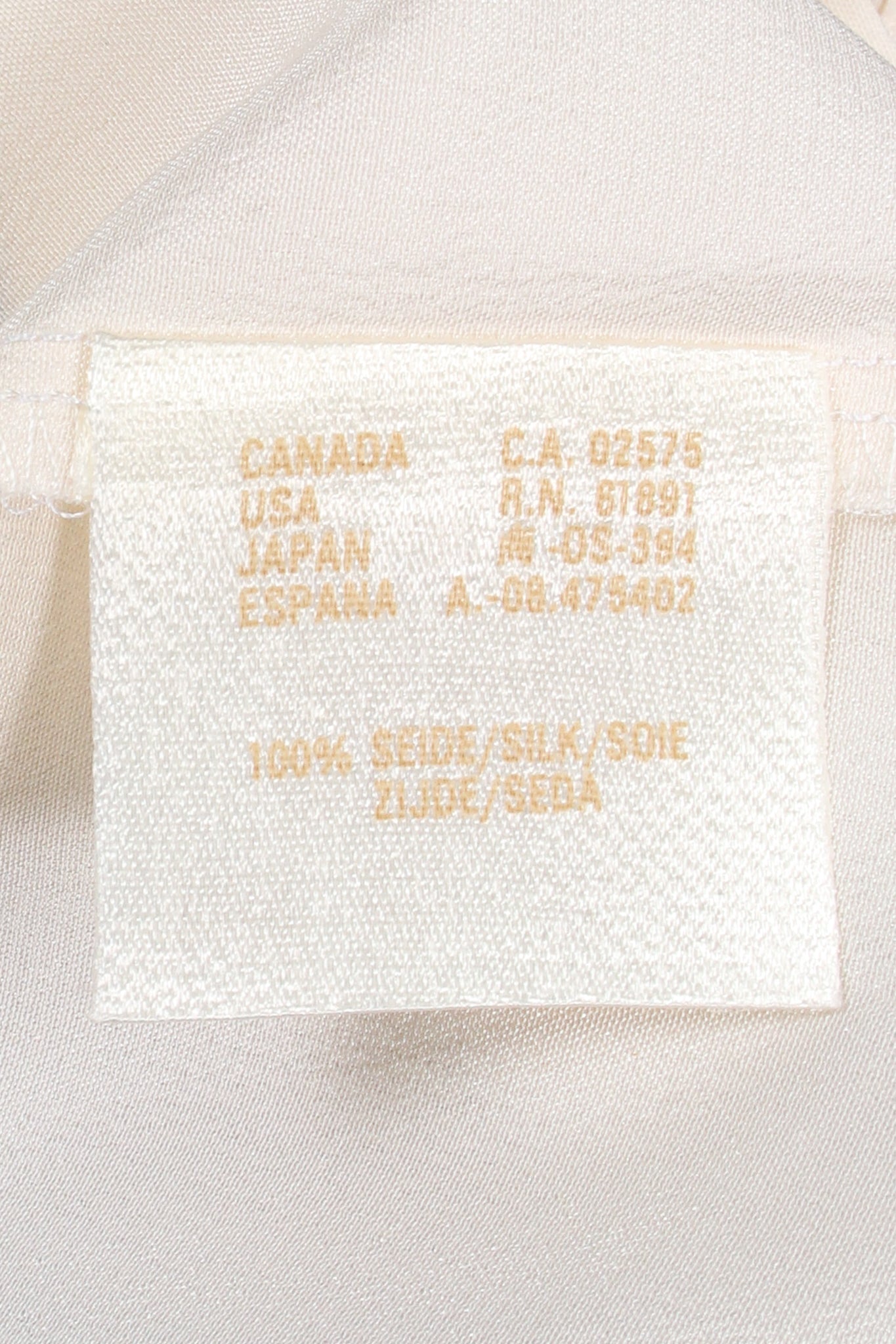 Vintage Escada Le Dolce Vita Ribbon Shirt fabric label at Recess Los Angeles