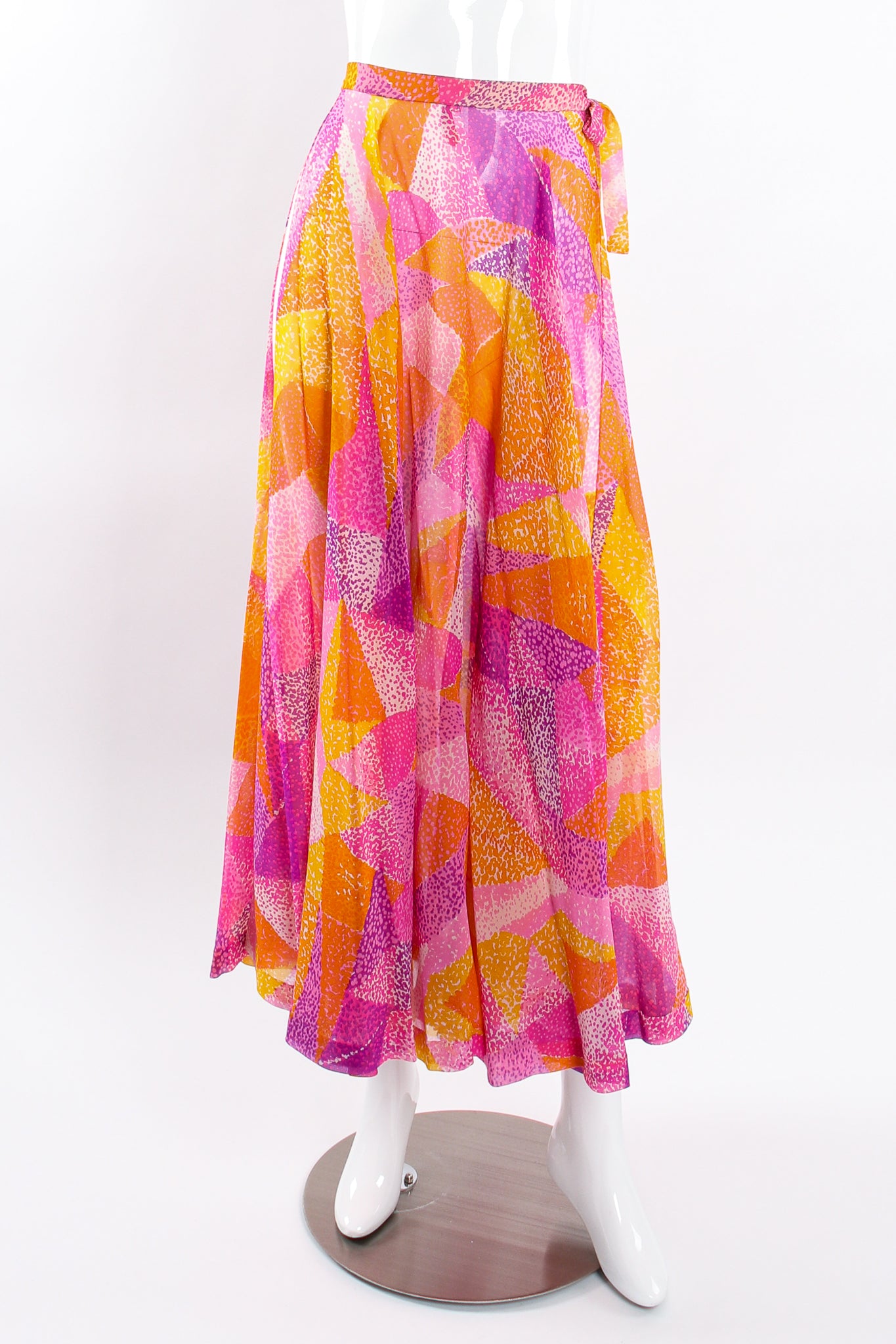 Vintage La Mendola Geometric Silk Jersey Dress, overskirt on mannequin front @ Recess LA