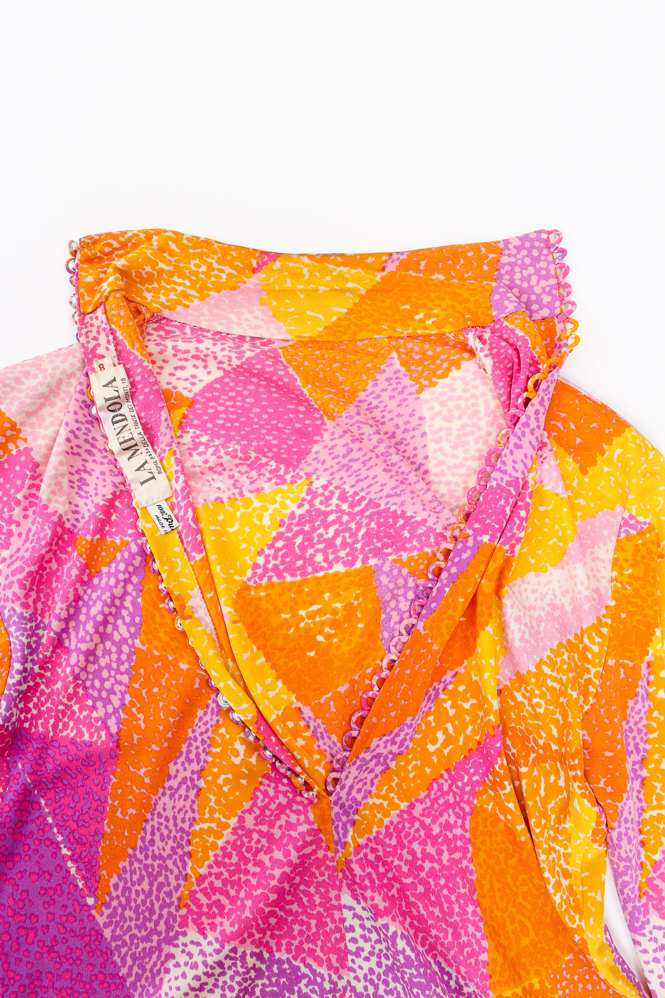 Vintage La Mendola Geometric Silk Jersey Dress, dress buttons @ Recess LA