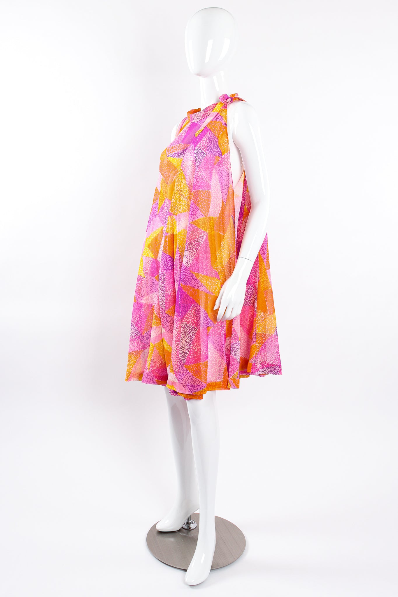 Vintage La Mendola Geometric Silk Jersey Dress, cape on mannequin front @ Recess LA