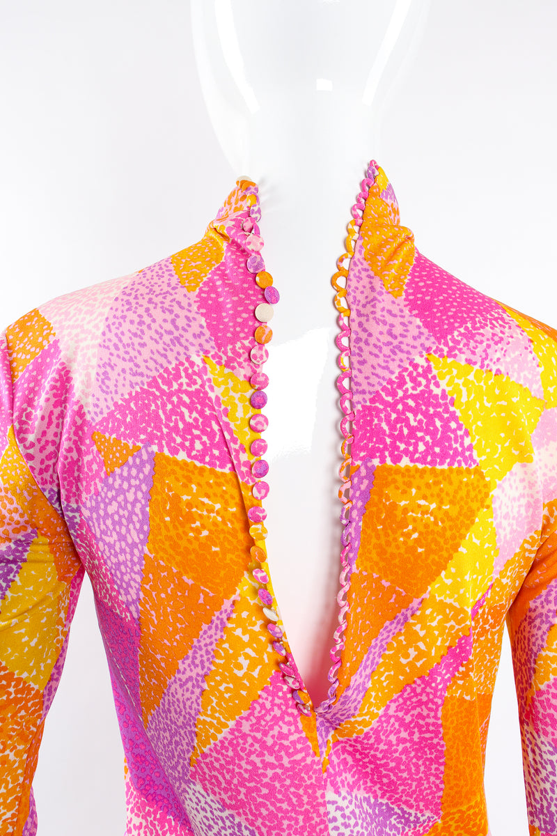 Vintage La Mendola Geometric Silk Jersey Dress  on Mannequin buttons open @ Recess LA