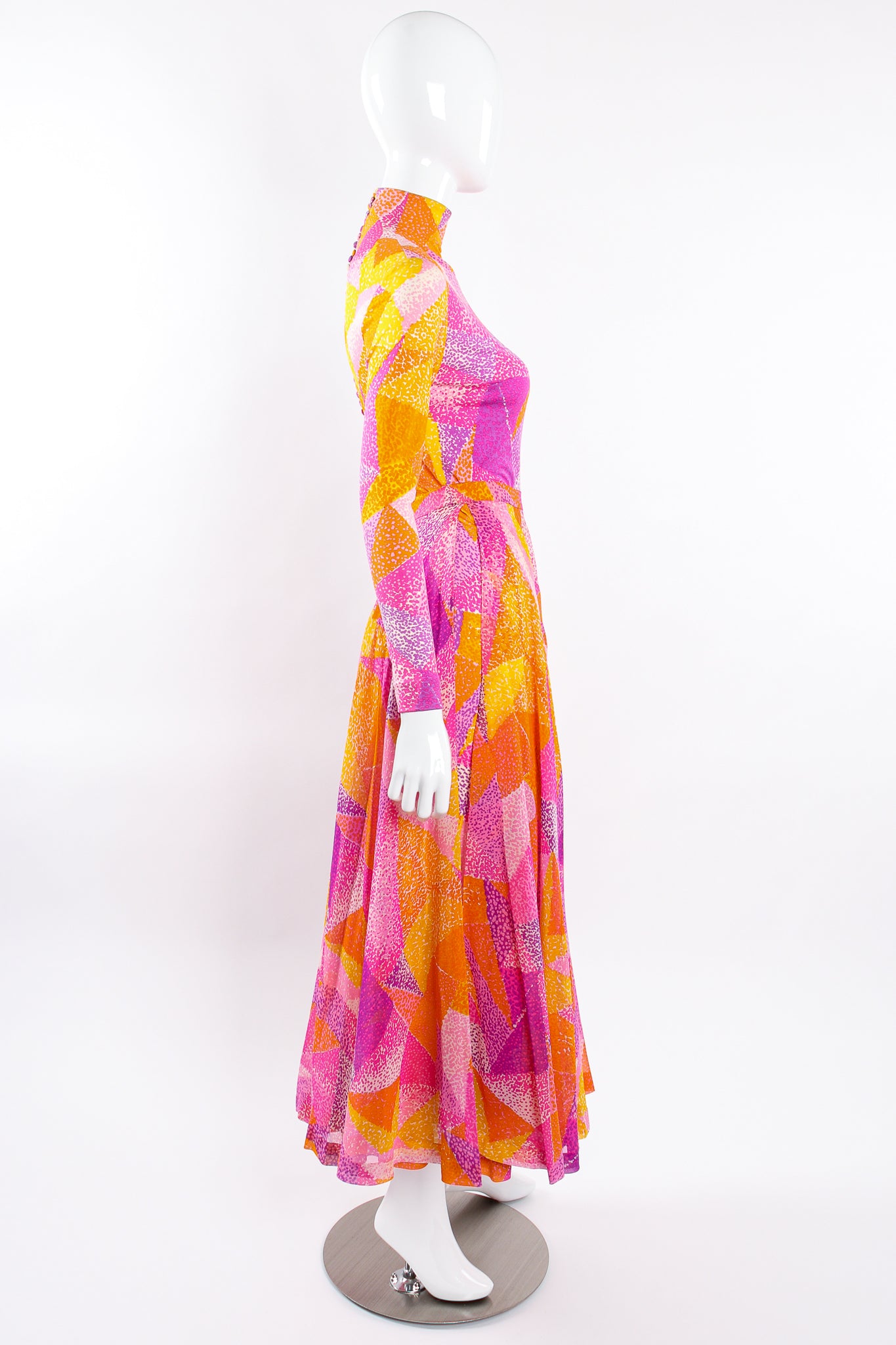Vintage La Mendola Geometric Silk Jersey Dress & Overskirt on Mannequin side @ Recess LA