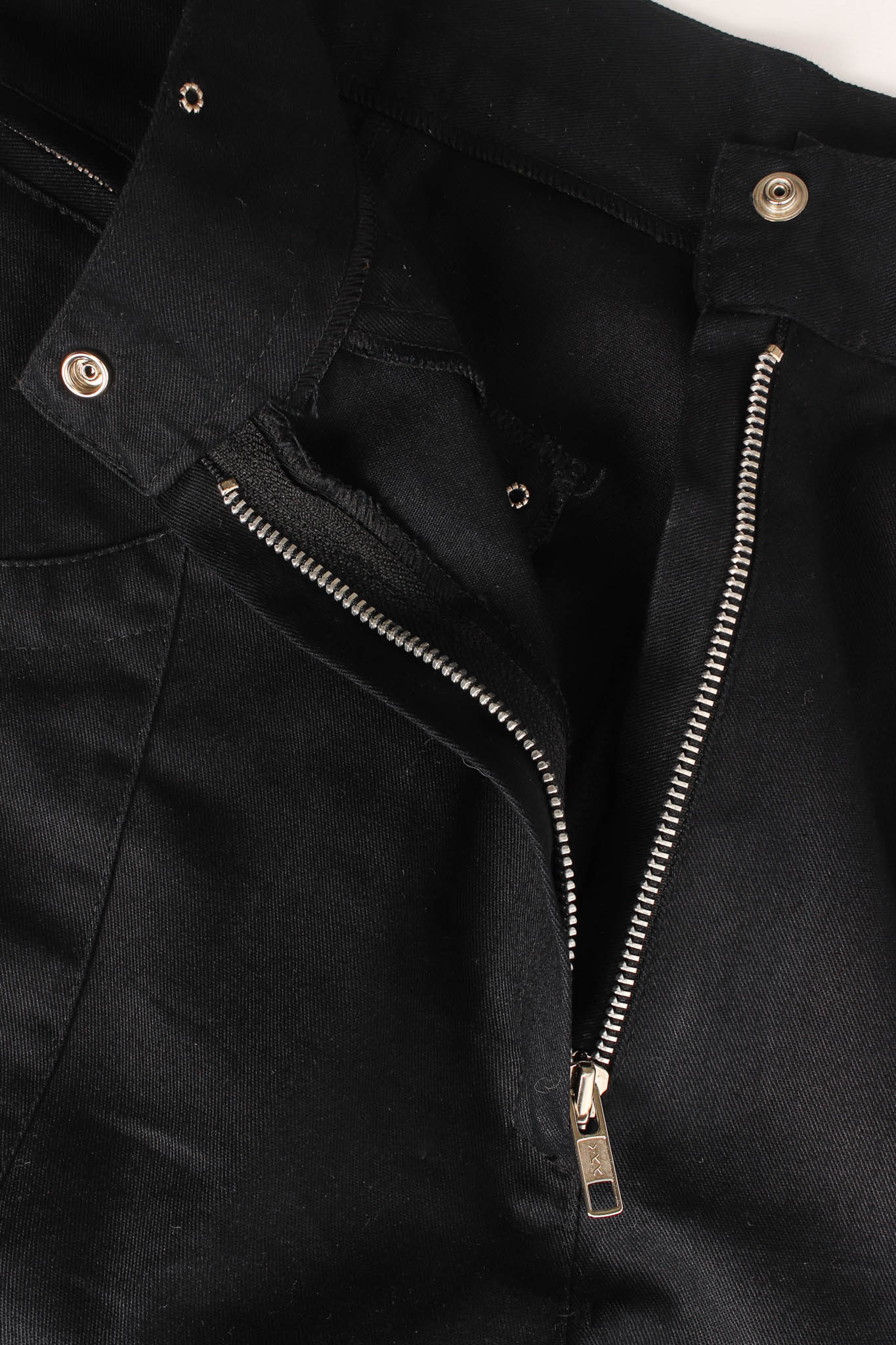 Vintage La Milliardaire Studded Fringe Panel Pant zipper opening @ Recess LA