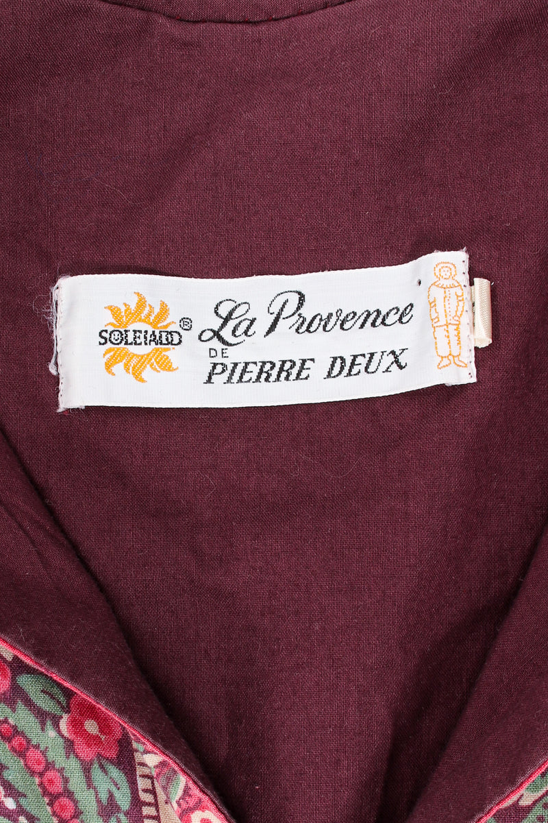 Vintage La Provence de Pierre Deux Cotton Bastide Peasant Dress label @ Recess LA