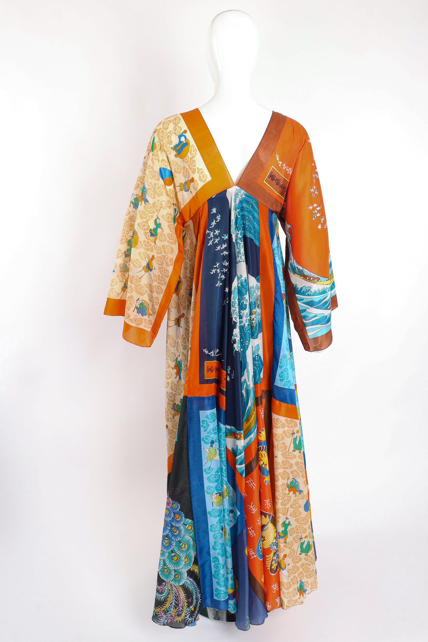 Vintage LaVetta of Beverly Hills Signature Silk Scarf Dress Caftan on Mannequin back at Recess LA