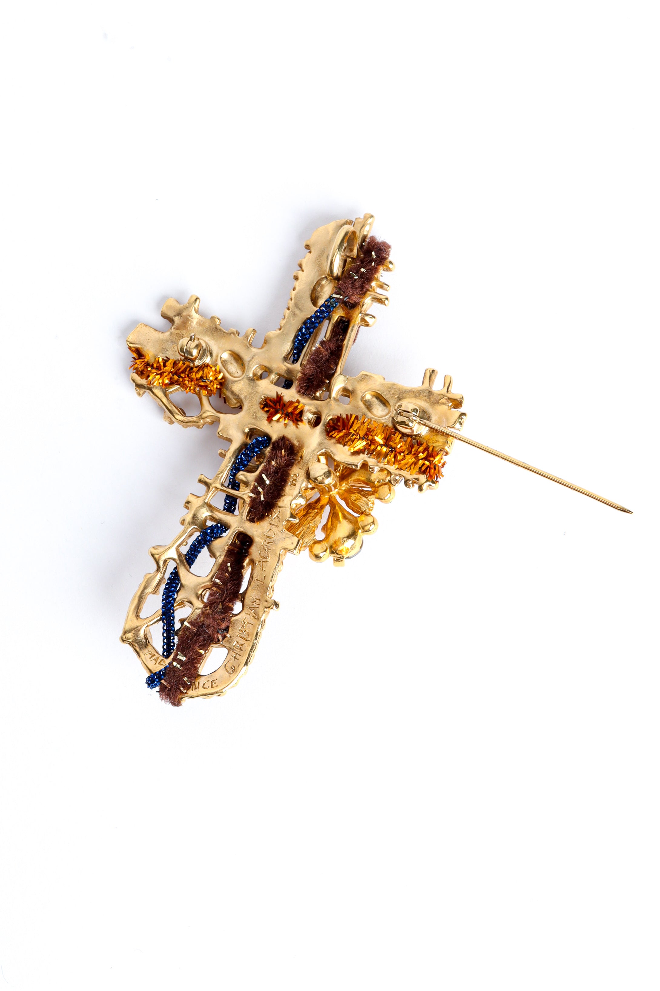 Vintage Christian Lacroix Abstract Cross Pendant Brooch back at Recess Los Angeles