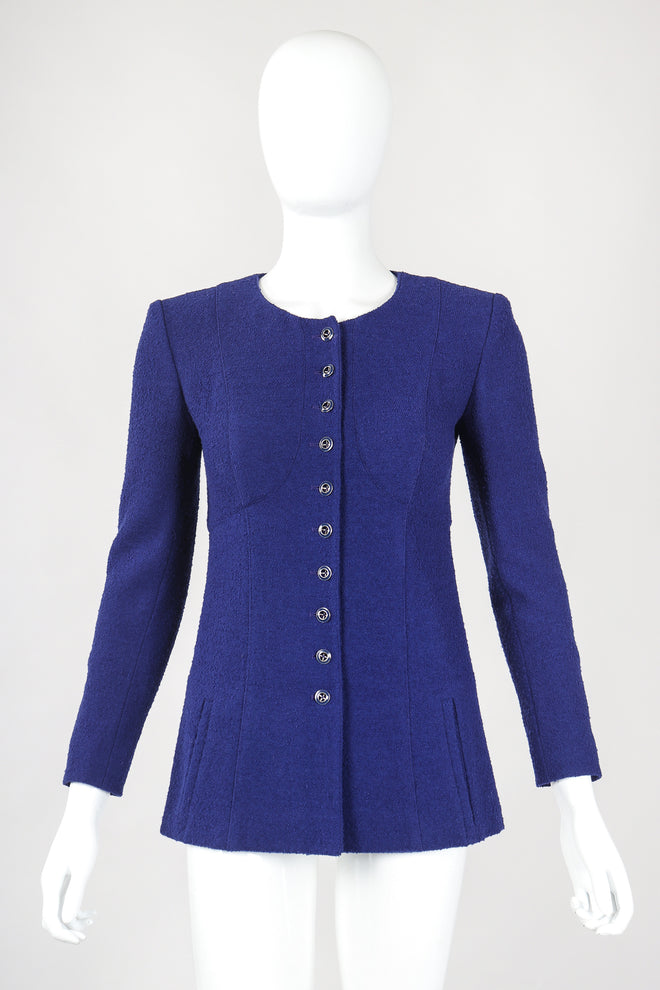 Recess Designer Consignment Vintage Karl Lagerfeld Bustier Bouclé Jacket & Skirt Suit Set Los Angeles Resale