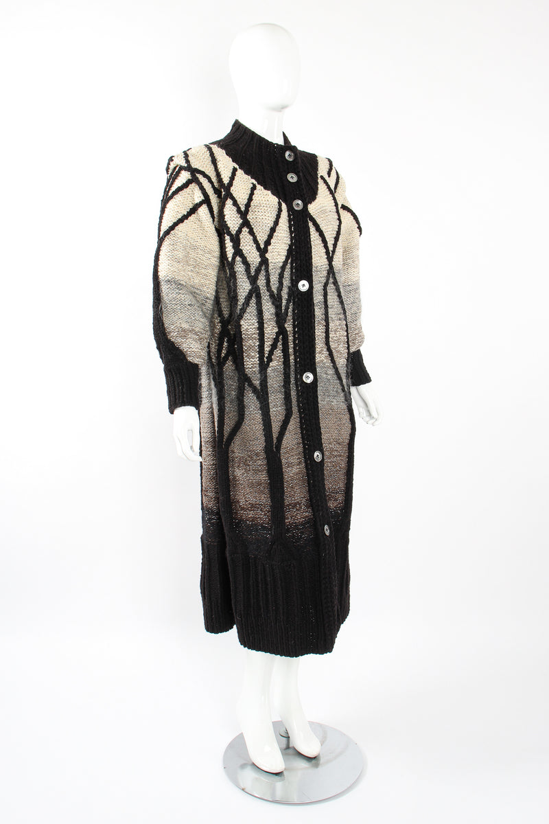 Vintage Laise Adzer Winter Birch Knit Sweater Coat on Mannequin angle at Recess Los Angeles