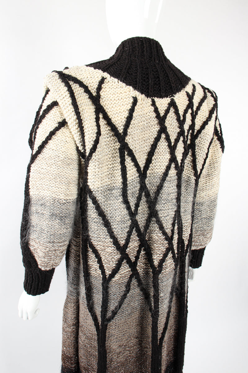 Vintage Laise Adzer Winter Birch Weighted Knit Sweater Coat on Mannequin back Crop at Recess LA