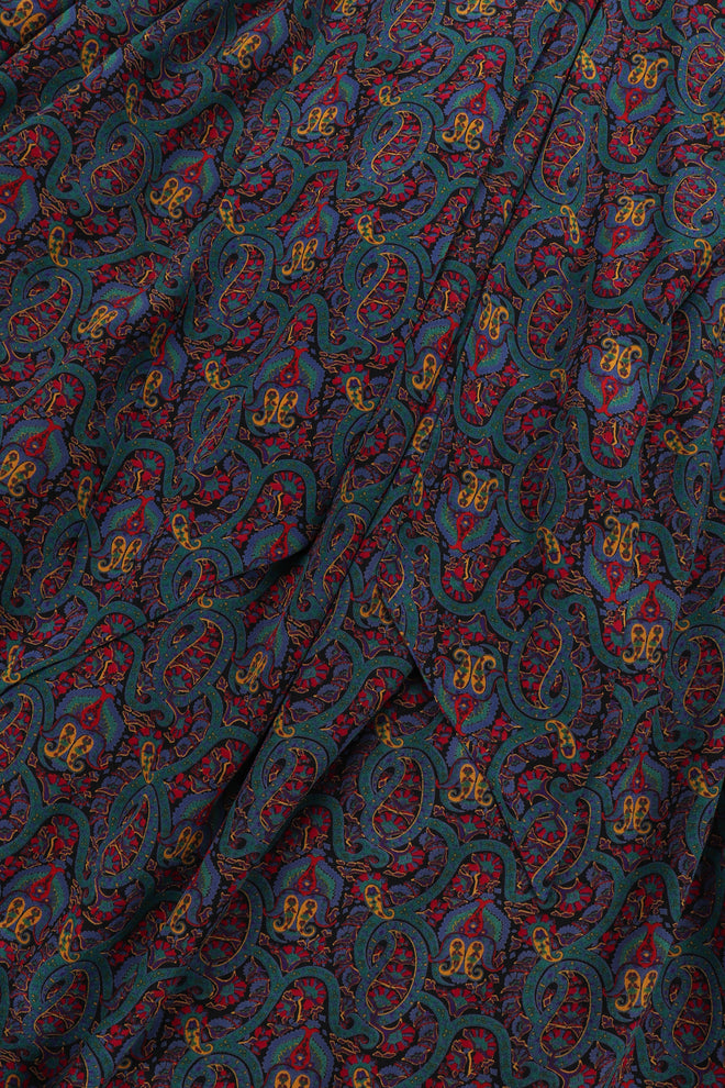 Recess Los Angeles Vintage Lanvin Silk Paisley Print Library Blouse & Skirt Set