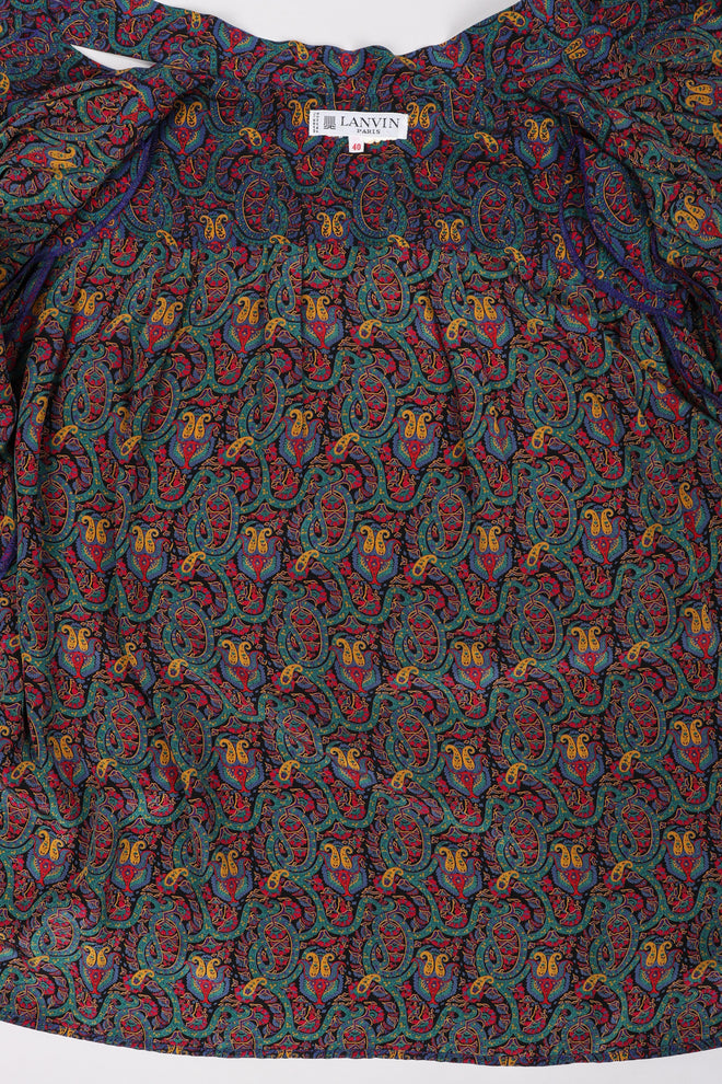 Recess Los Angeles Vintage Lanvin Silk Paisley Print Library Blouse & Skirt Set