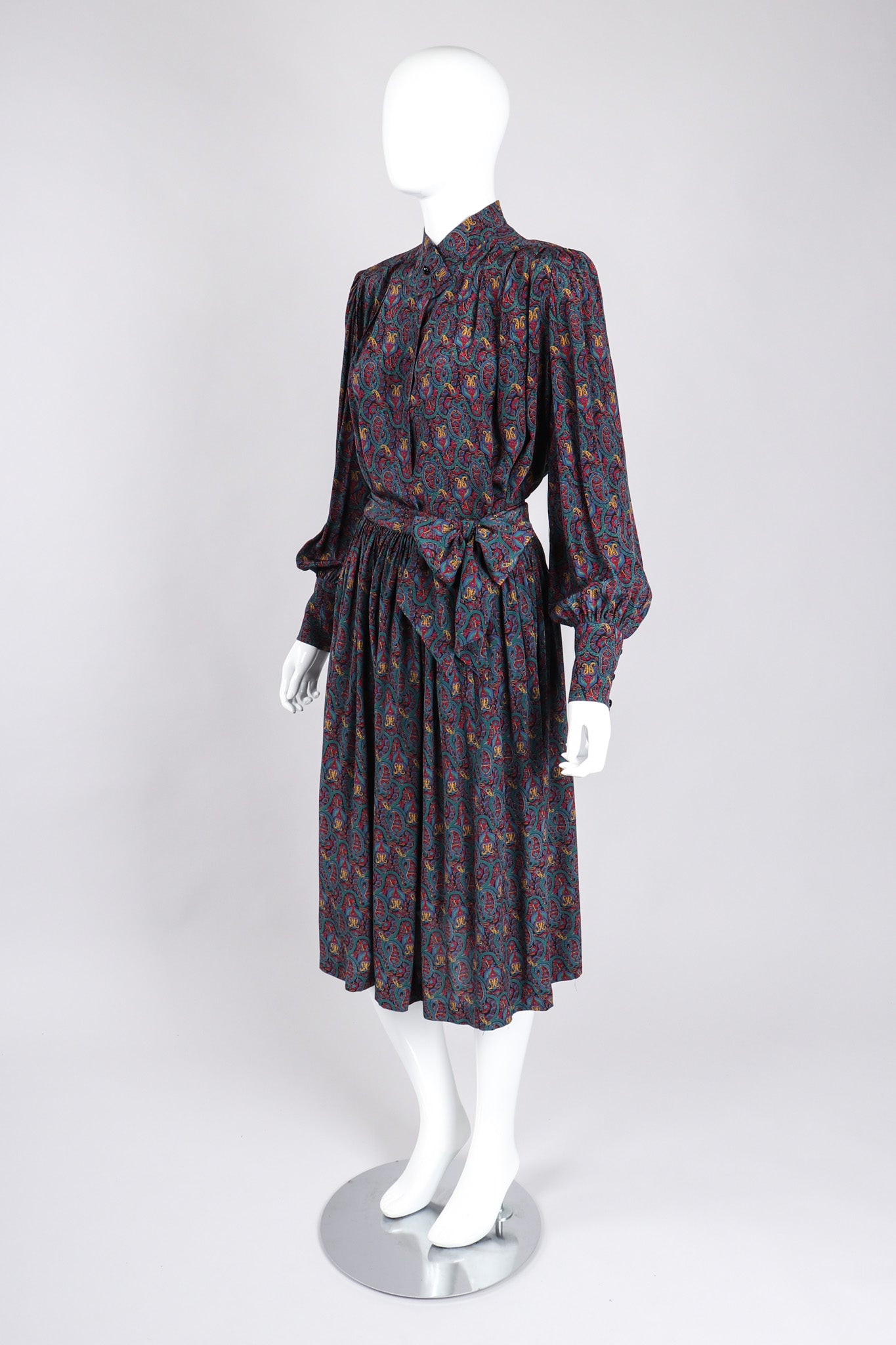 Recess Los Angeles Vintage Lanvin Silk Paisley Print Library Blouse & Skirt Set