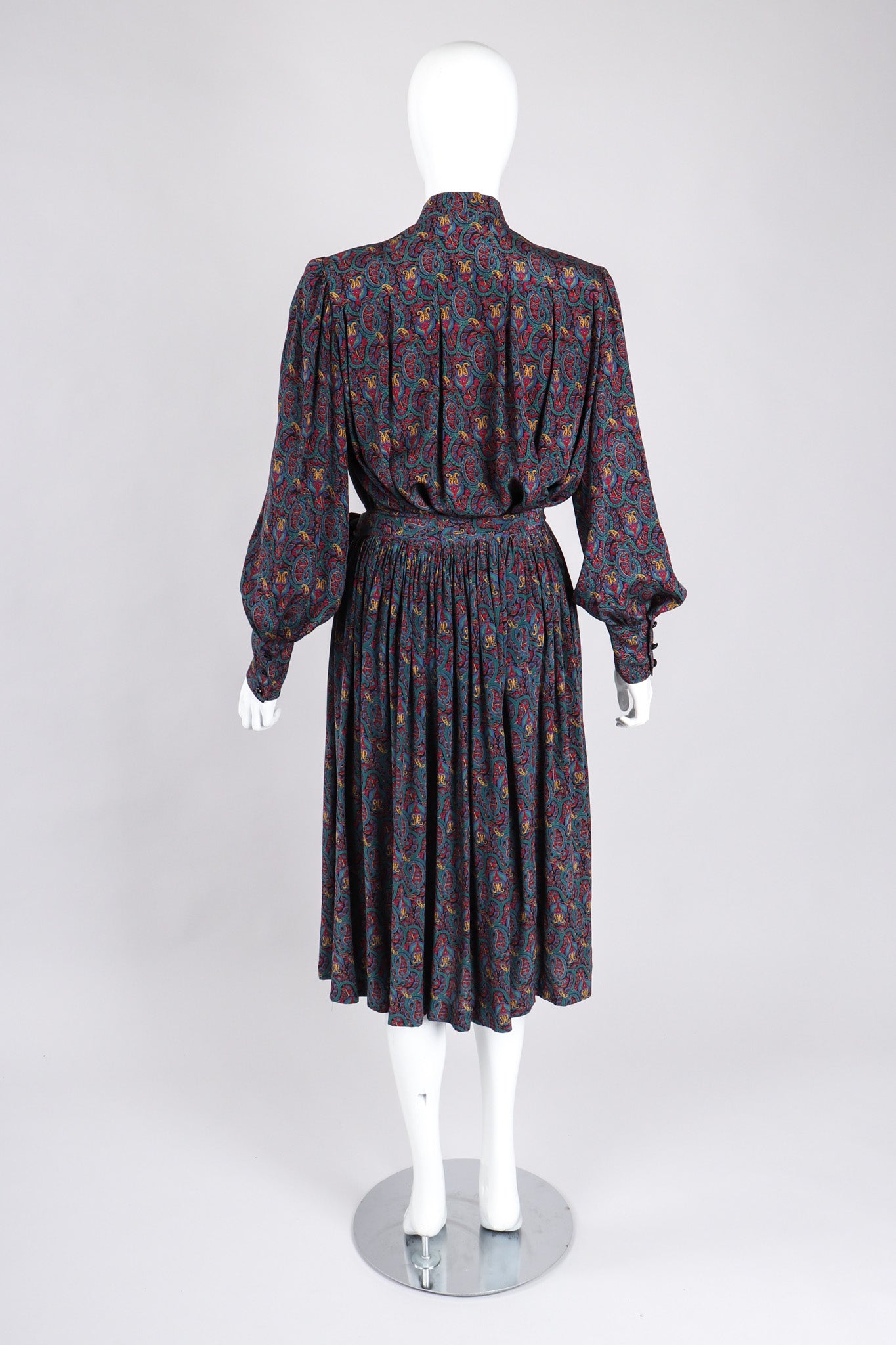 Recess Los Angeles Vintage Lanvin Silk Paisley Print Library Blouse & Skirt Set