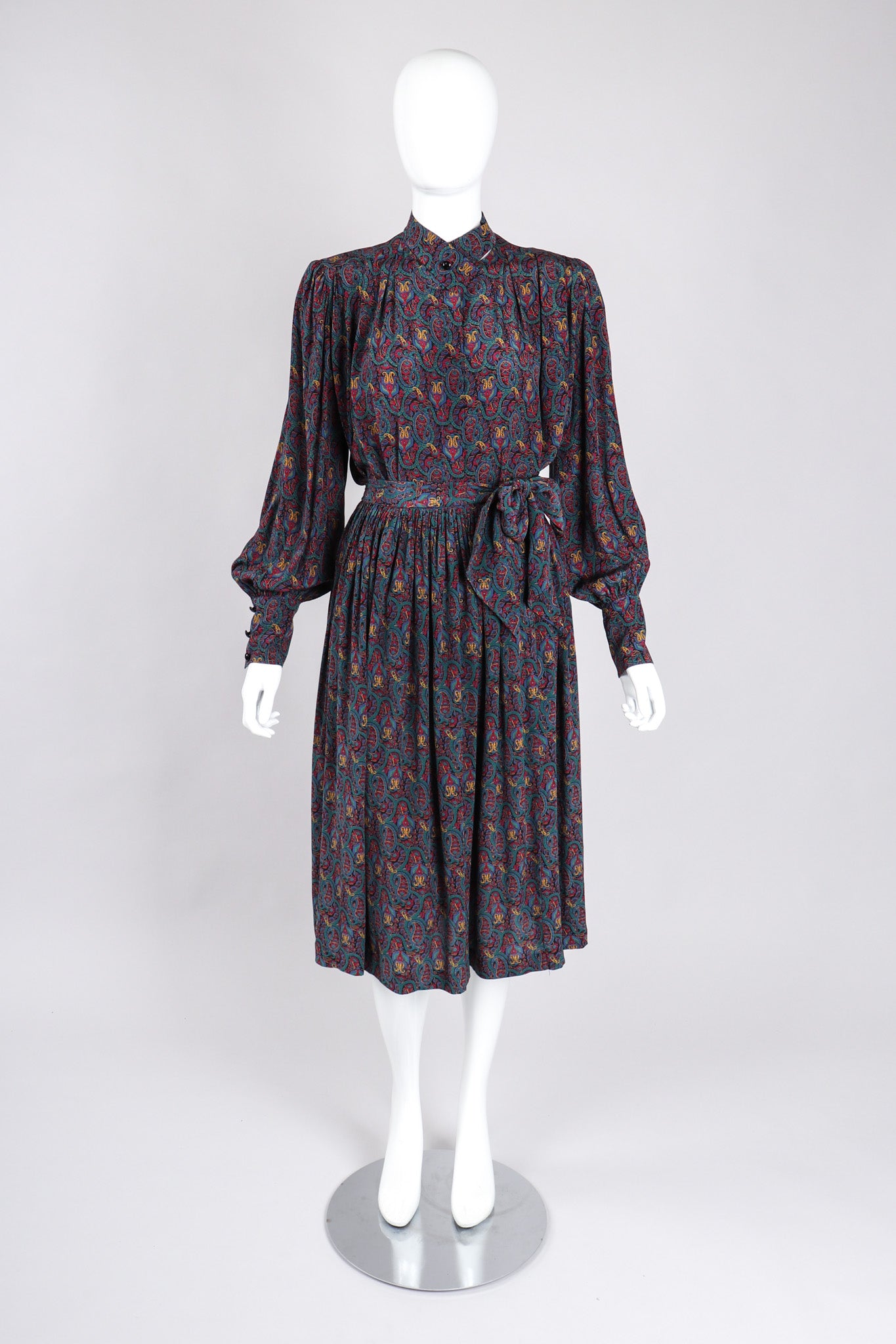 Recess Los Angeles Vintage Lanvin Silk Paisley Print Library Blouse & Skirt Set