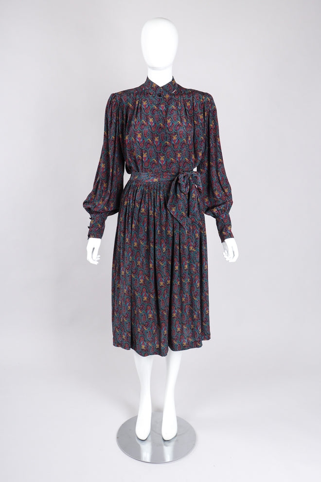 Recess Los Angeles Vintage Lanvin Silk Paisley Print Library Blouse & Skirt Set
