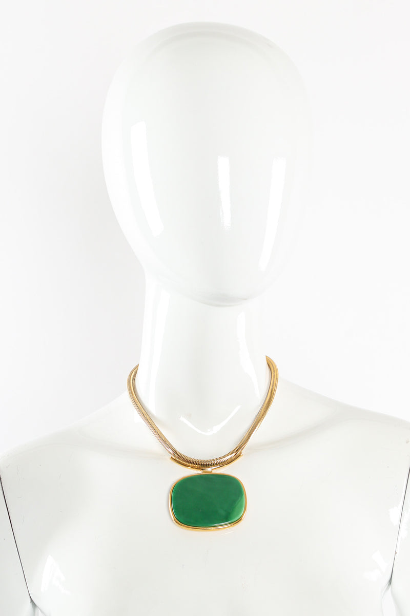 Vintage Lanvin 3 Pendant Necklace Boxed Set mannequin jade green pendant @ Recess LA