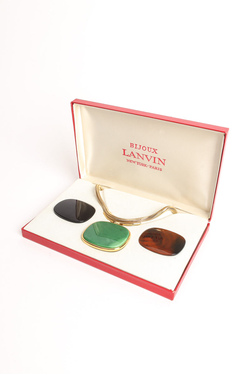 Vintage Lanvin 3 Pendant Necklace Boxed Set boxed front @ Recess LA