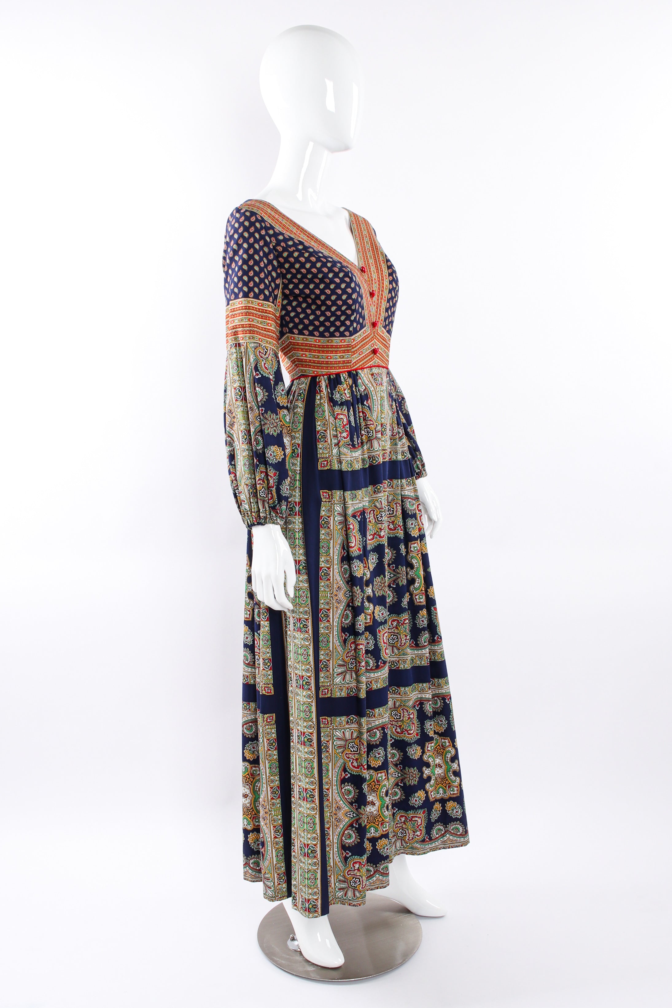 Vintage Lanzillotti Paisley Print Dress mannequin angle  @ Recess LA
