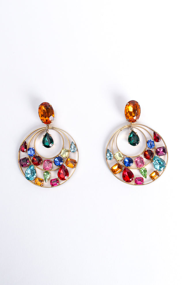 Vintage Rainbow Jeweled Hoop Drop Earrings at Recess Los Angeles