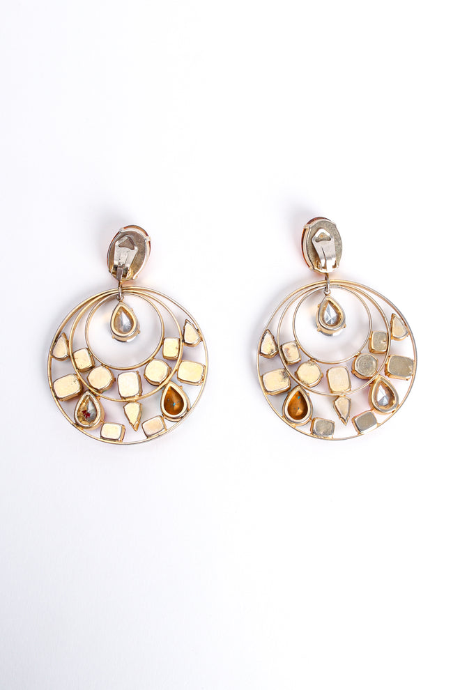 Vintage Rainbow Jeweled Hoop Drop Earrings backside at Recess Los Angeles