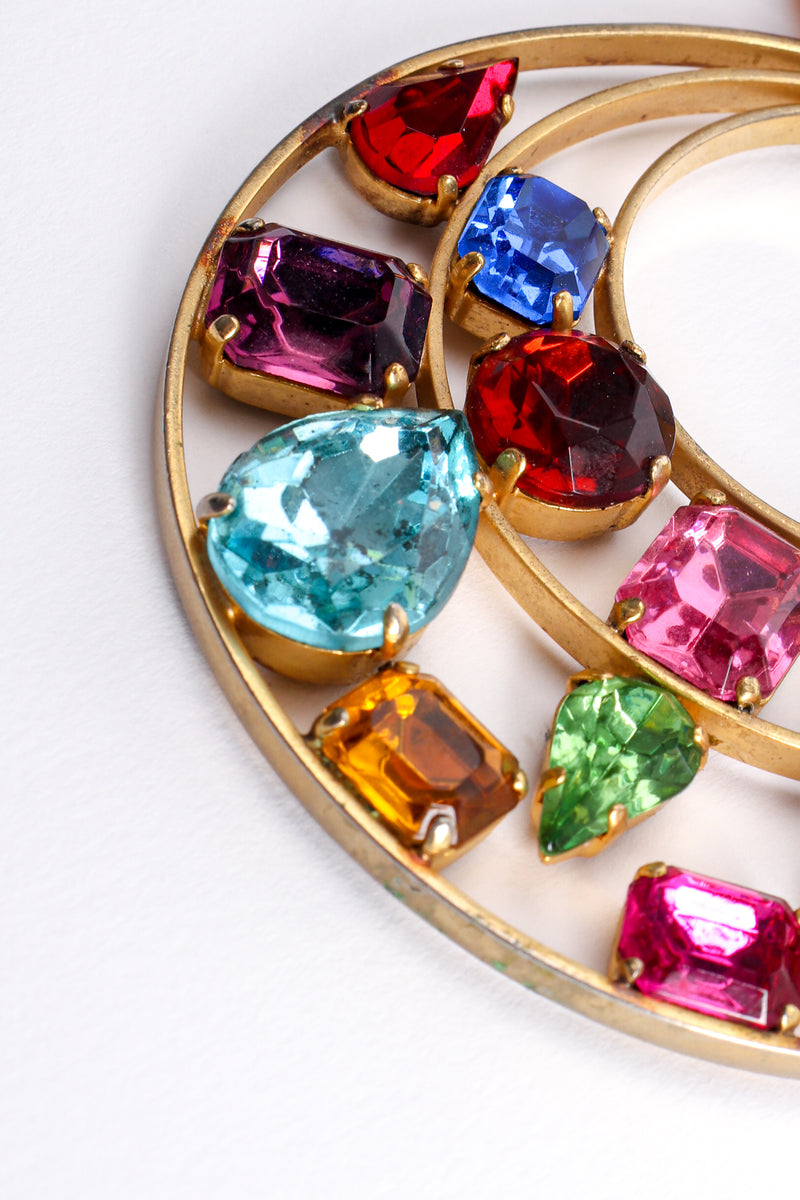 Vintage Rainbow Jeweled Hoop Drop Earrings wear to finish at Recess Los Angeles