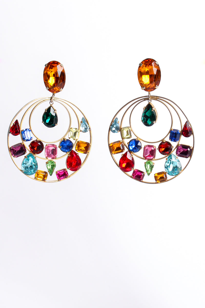 Vintage Rainbow Jeweled Hoop Drop Earrings at Recess Los Angeles
