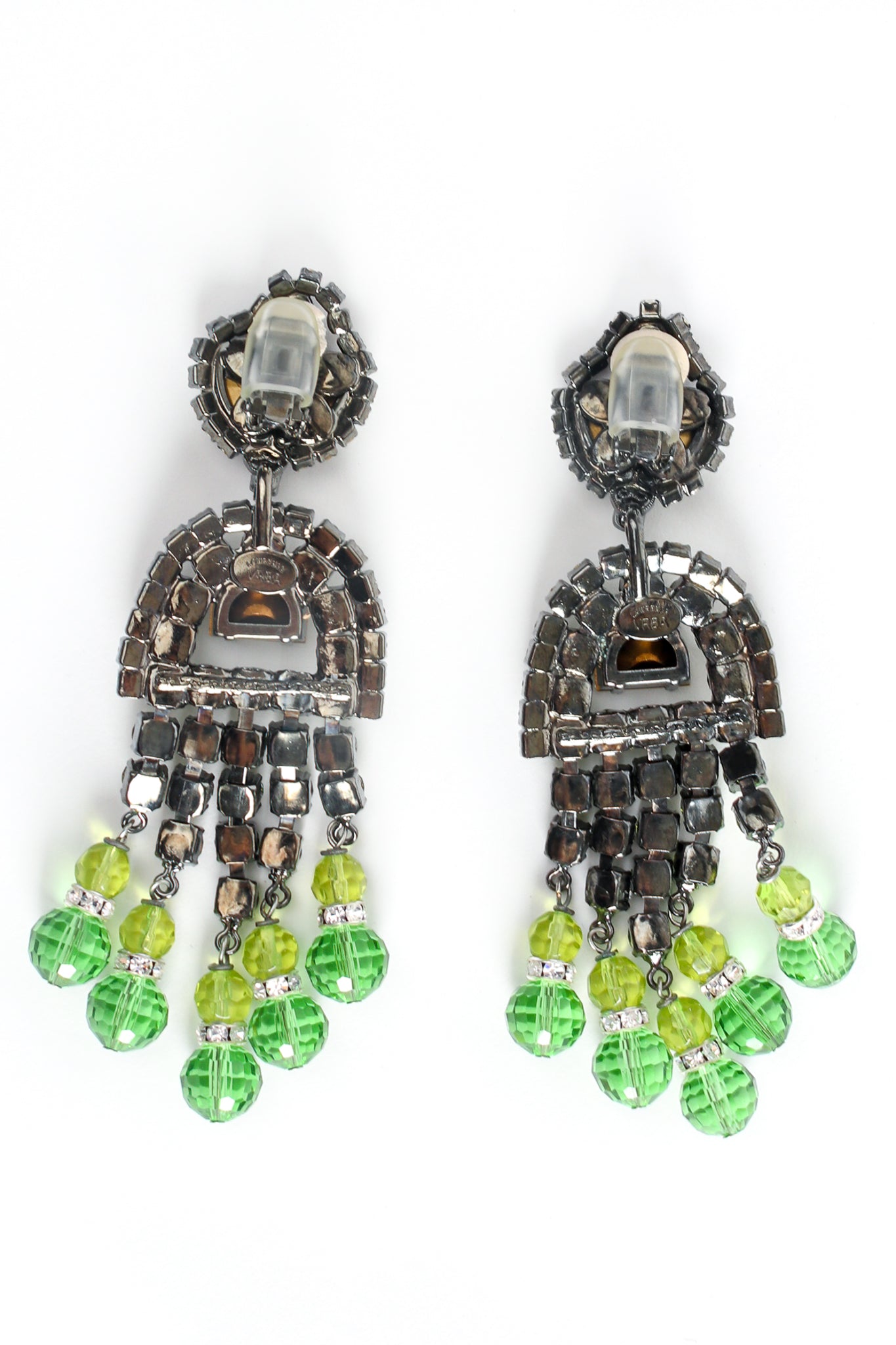 Lawrence Larry Vrba Rhinestone Deco Style Chandelier Earrings Back Detail at Recess Los Angeles