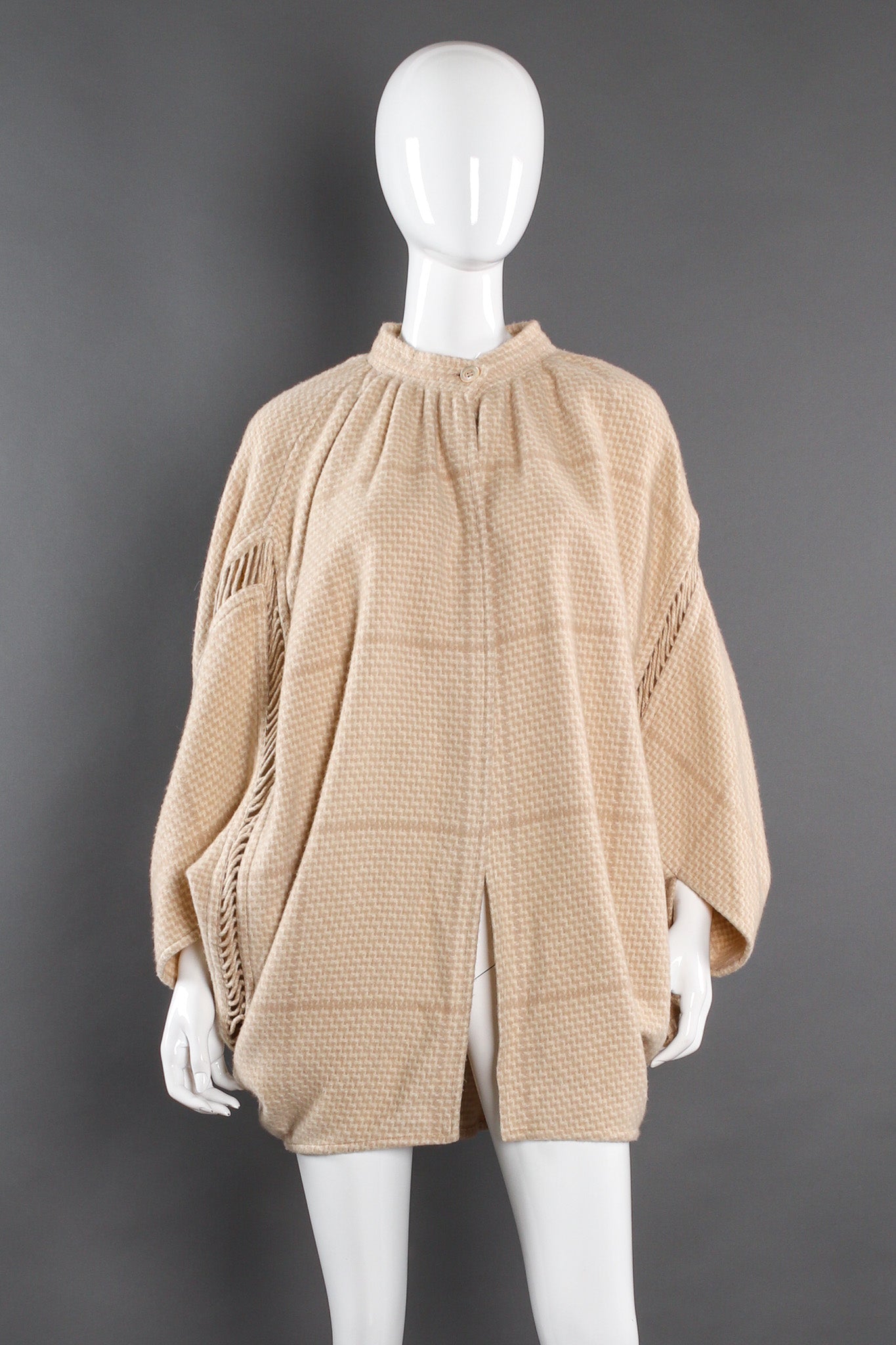 Vintage Laura Biagiotti Wool Poncho Cape mannequin front @ Recess Los Angeles
