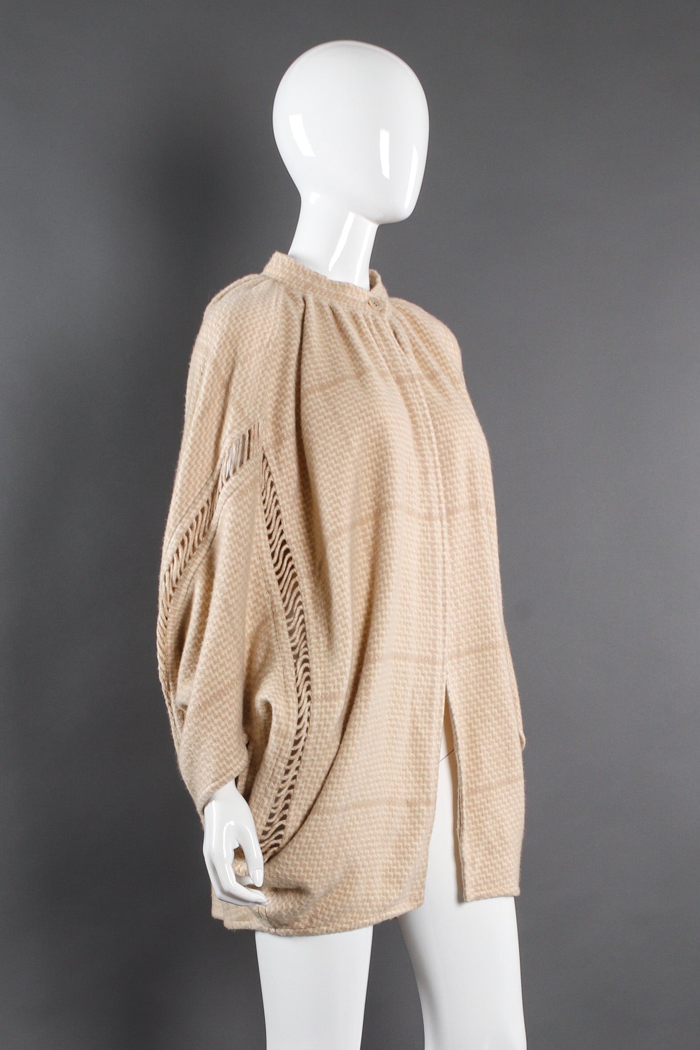 Vintage Laura Biagiotti Wool Poncho Cape mannequin side angle @ Recess Los Angeles