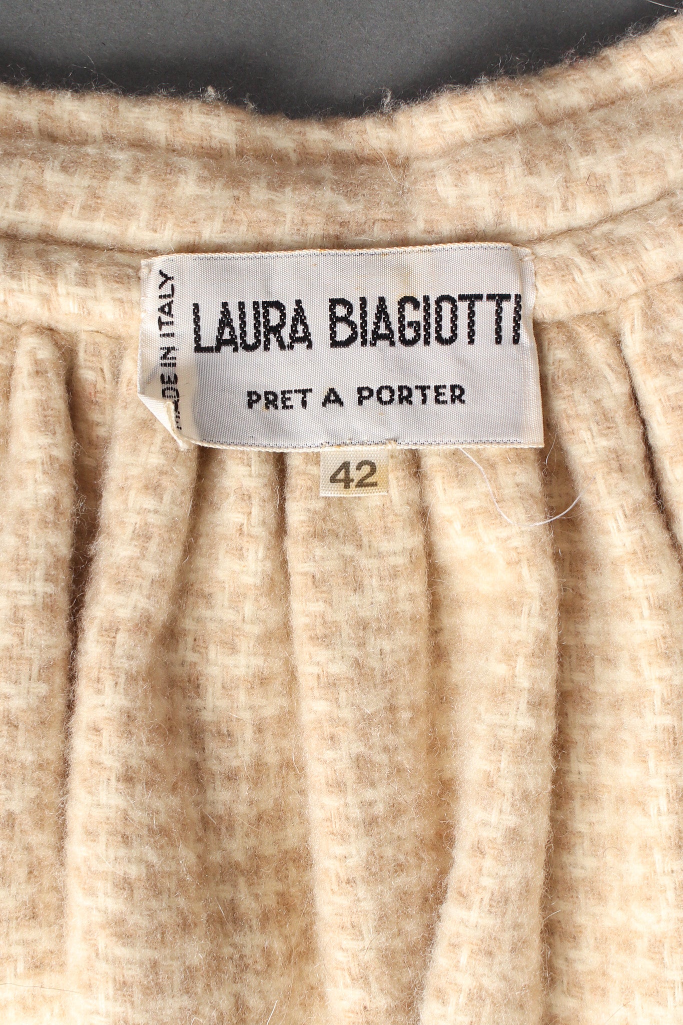Vintage Laura Biagiotti Wool Poncho Cape tag @ Recess Los Angeles