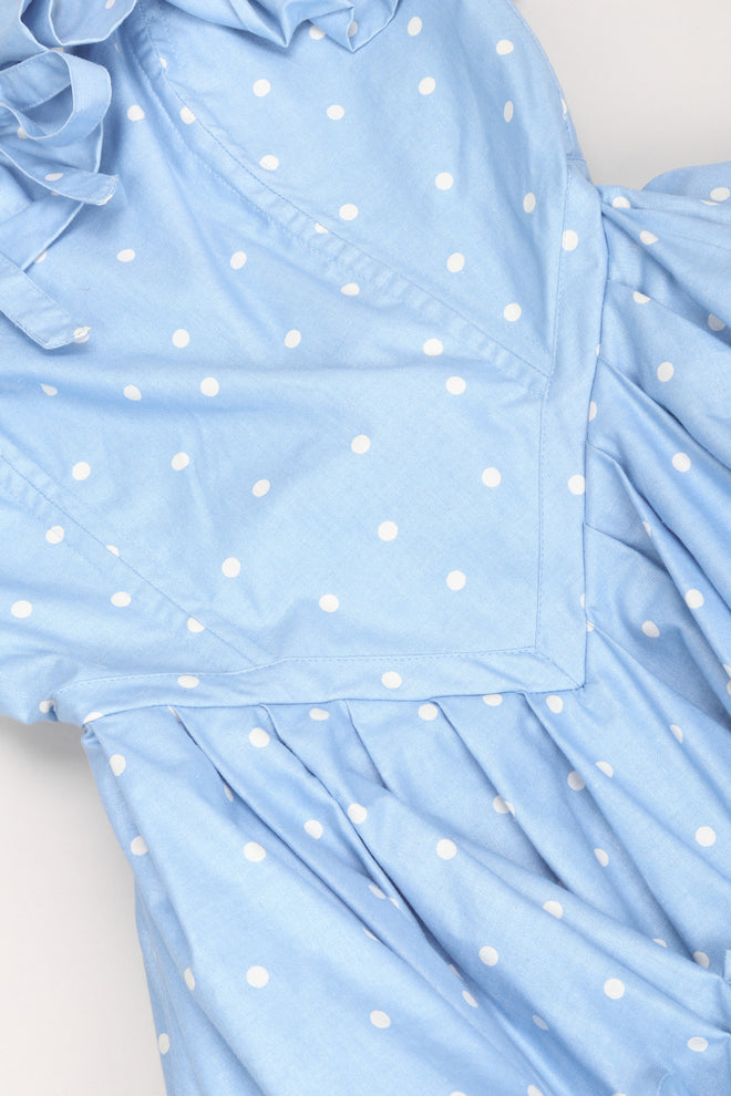 Recess Los Angeles Vintage Laura Ashley Polka Dot Broadcloth Strapless Cotton Ball Gown
