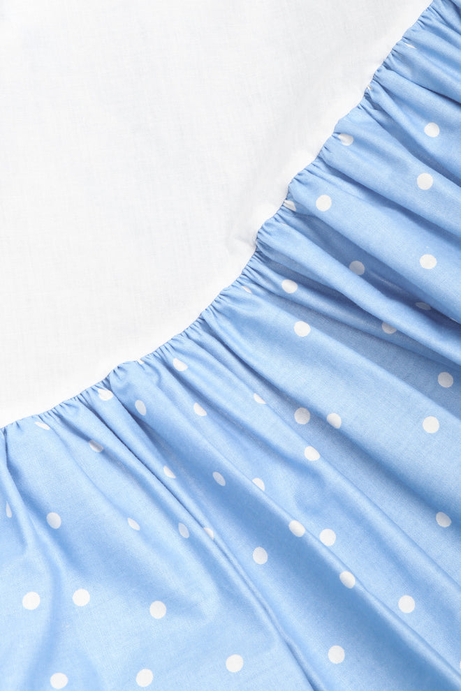 Recess Los Angeles Vintage Laura Ashley Polka Dot Broadcloth Strapless Cotton Ball Gown